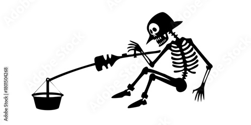 skeleton fishing, fishing skeleton, spooky fishing, skeleton with cap, funny skeleton, halloween fishing, skeleton fisherman, fishing humor, skeleton design, skeleton with bucket, fishing spooky, skel