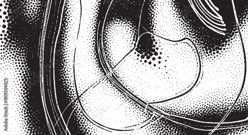 Abstract halftone background with swirling lines and dots a vector illustration for graphic design and texture overlays