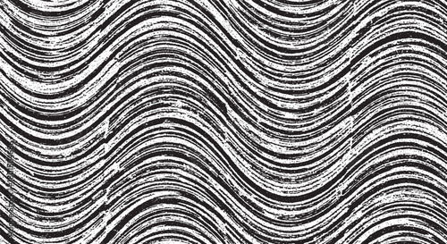 Abstract wavy lines background black and white pattern seamless vector design for textile fabric or wallpaper