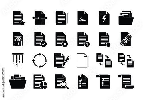Document and file management glyph vector icon set - Vector icon symbol for website - Icon vector - Blue icon vector -  Flat Design Icon