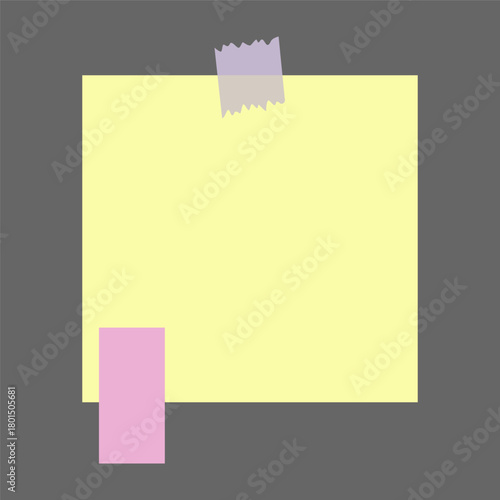 Paper notes stickers. Place for memo messages on paper sheets. Blank sticky place for to do list and office notice or information board