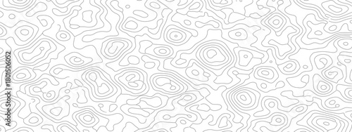 Abstract Topographic Contour Lines on White Background.