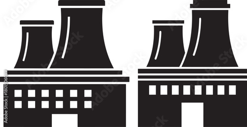 Industrial power plant silhouette buildings