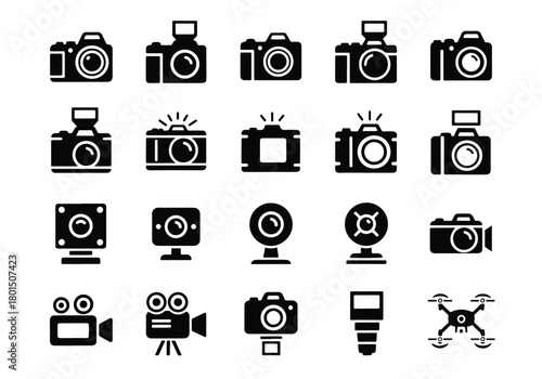 Modern photography and videography icon collection - Vector icon symbol for website - Icon vector - Blue icon vector -  Flat Design Icon