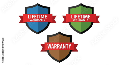 Lifetime warranty guarantee assurance protection shield vector design