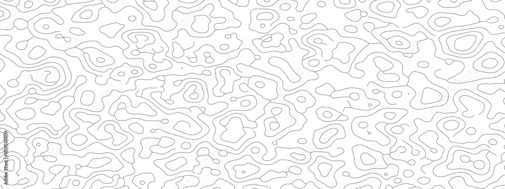 Fototapeta premium Abstract white background with a seamless pattern of gray contour lines.