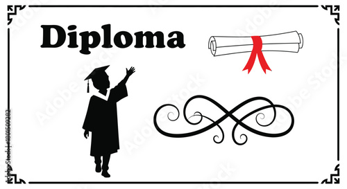Graduation diploma certificate vector design template background