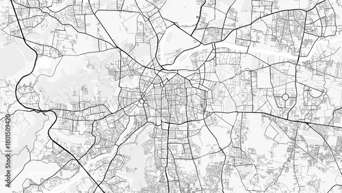 Pune City Map. Minimalist black and  

 white line art poster for printing, wallpaper, wall art, and map resources for home and office decor