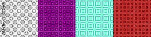 Seamless geometric three tone color pattern set