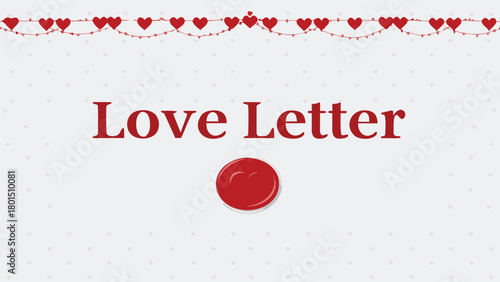 Romantic love letter with heart garland and wax seal illustration for valentine s day or anniversary celebration