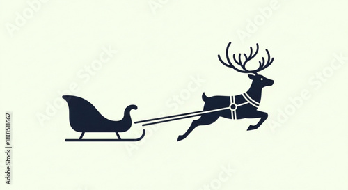 Reindeer pulling santa sleigh isolated on christmas reindeer with sleigh silhouette holiday vector illustration for festive design and decoration