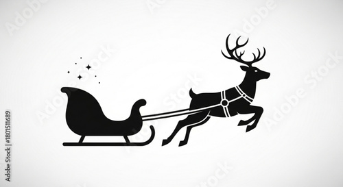 Santa sleigh with reindeer isolated on christmas reindeer with sleigh silhouette holiday vector illustration for festive design