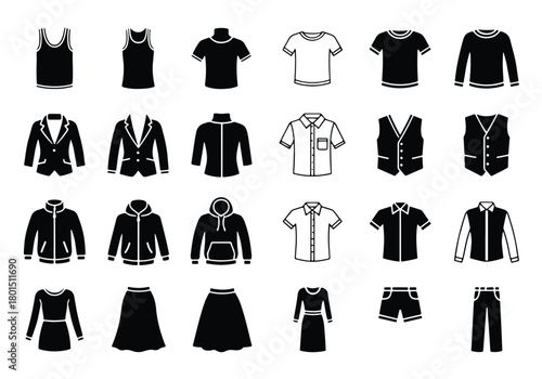 Clothing and apparel icons, modern fashion symbols - Vector icon symbol for website - Icon vector - Blue icon vector -  Flat Design Icon