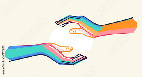 Colorful Hands Reaching Out - A Symbol of Connection and Support.
