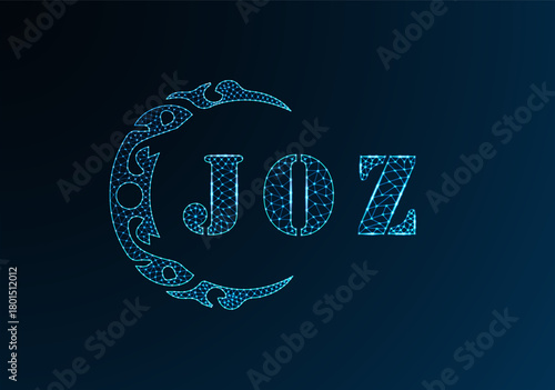 Low poly letter logo JOZ design. JOZ letter logo low poly vector design on blue color gradient background. JOZ logo low poly design
