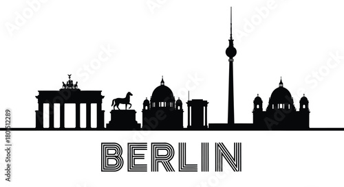 Berlin skyline silhouette vector illustration travel germany europe