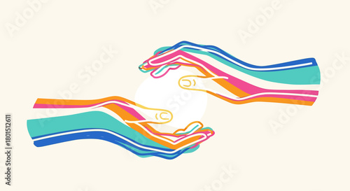 Colorful Hands Reaching Out in a Gesture of Connection.