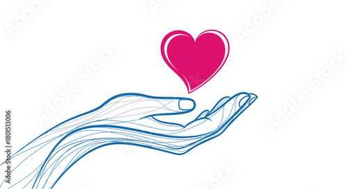 Hand Offering a Heart - Symbol of Love and Compassion.