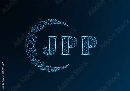 Low poly letter logo JPP design. JPP letter logo low poly vector design on blue color gradient background. JPP logo low poly design