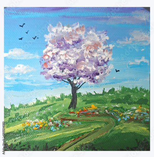 Acrylic hand made art of vintage picture