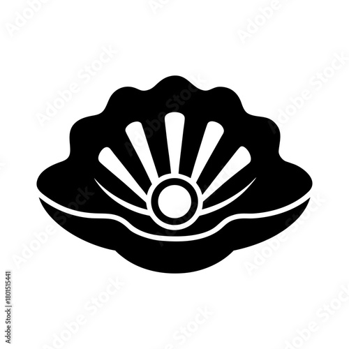 Seafood Shellfish Oyster Silhouette Vector Graphic.