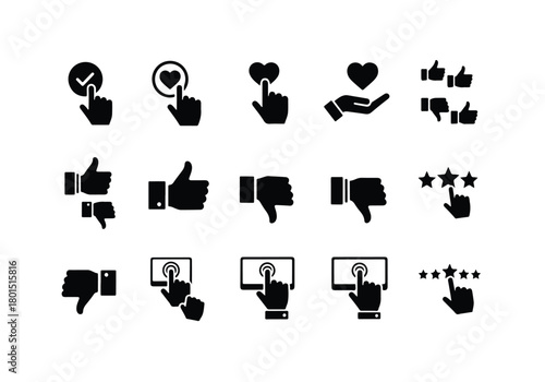 User interaction feedback and rating icons set vector - Vector icon symbol for website - Icon vector - Blue icon vector -  Flat Design Icon
