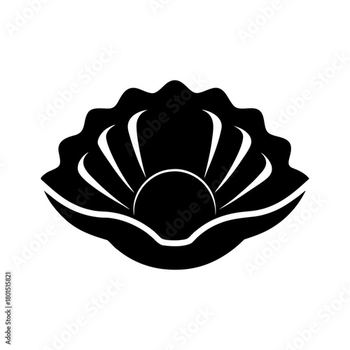 Oyster Icon Illustration Minimal Black Silhouette.