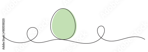 One line drawing. Abstract decorative horizontal ornament with easter color eggs. Beautiful hand drawn easter eggs. Minimalist one line art eggs. Easter continuous line eggs.