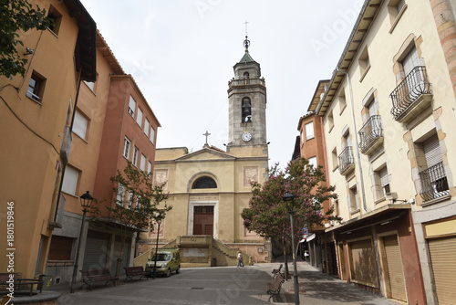Bild auf Leinwand Parish church of Sant Hilari Sacalm, La Selva, Girona province, Catalonia, Spain