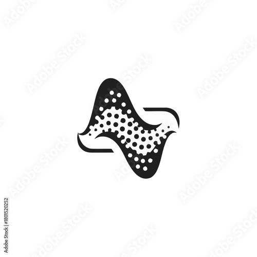 Abstract bird logo with halftone pattern, modern design.
