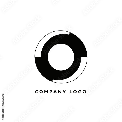 Abstract black and white circular logo design with modern aesthetic.