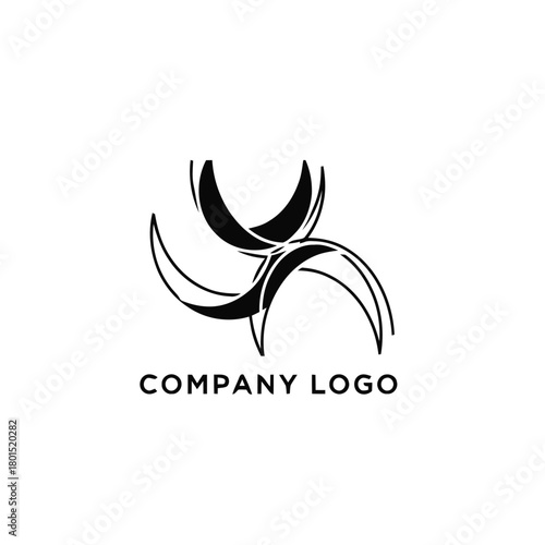 Abstract black and white company logo design with dynamic curved shapes.