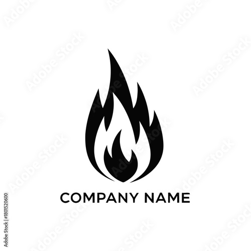Abstract black fire flame logo design element.
