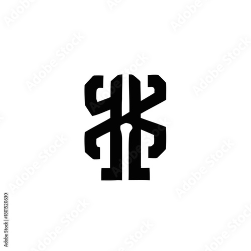 Abstract black geometric symbol on a white background.