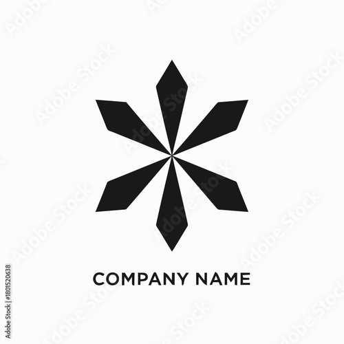 Abstract black six-pointed star logo design on a white background.