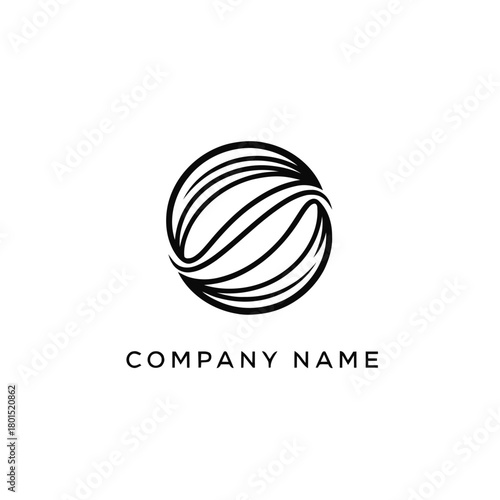 Abstract circular logo with flowing lines representing dynamic movement and connection.