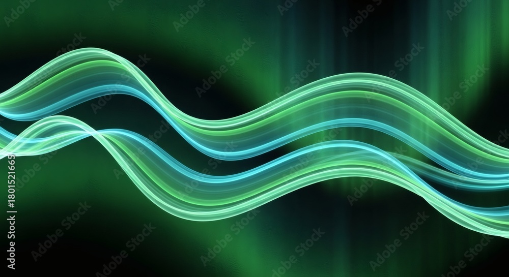 Obraz premium Aurora Borealis Green–Cyan Lightwave Glow Background 4