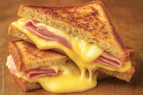 Sandwich croque-monsieur au fromage fondant et jambon