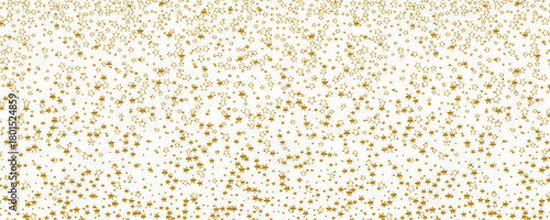 Gold star confetti seamless pattern. Golden glitter sparkle repeated background. Yellow sparks repeated wallpaper. Vector celebration Christmas, New Year, wedding or birthday party decoration backdrop