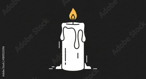 A minimalist illustration of a burning candle on a dark background, symbolizing hope, remembrance, and the enduring power of light in darkness