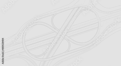 Abstract Aerial View of Complex Highway Interchange.