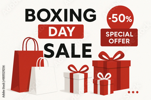 Boxing day sale banner with red green and blue color scheme