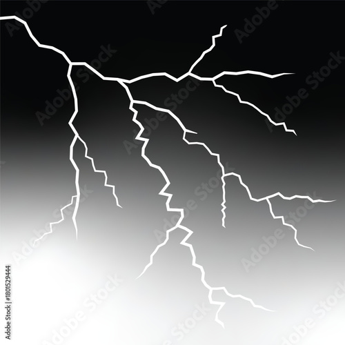 Bright white lightning bolt striking down from dark sky