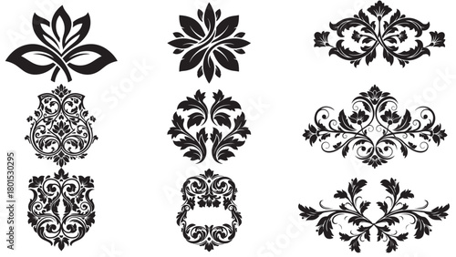 Floral Ornament Silhouette — Decorative Corporate Emblem for Premium Branding, Stationery and Heritage Identity