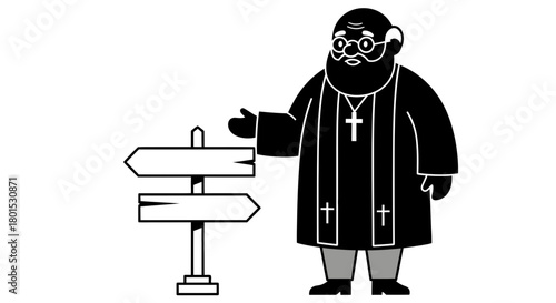 Find your way with our priest vector illustration for your project