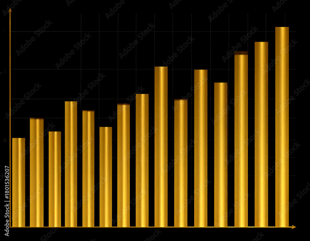 Obraz premium 3D bar graph with black and gold colors