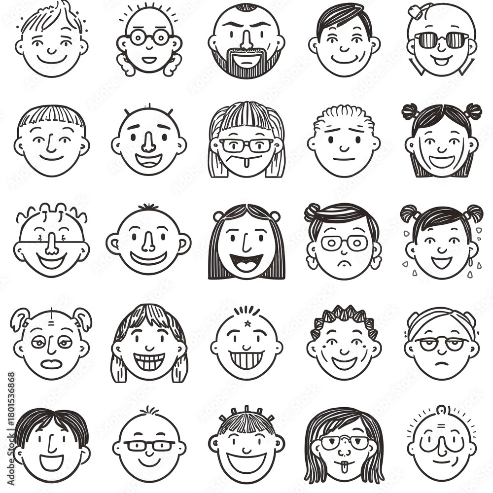 Fototapeta premium Generative AI- set of funny faces
