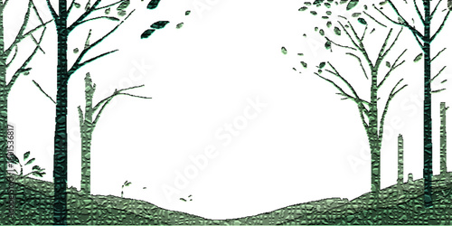 Green grass border frame with spring flowers and nature illustration design