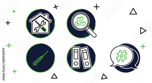 Vector icons set home repair search files social media concept art