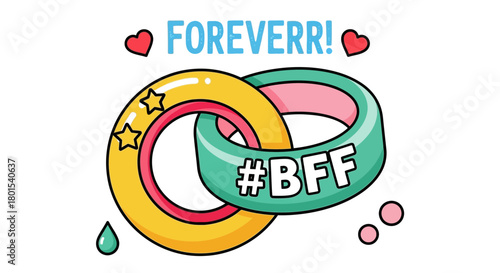 Best friends forever bff friendship rings cute cartoon illustration